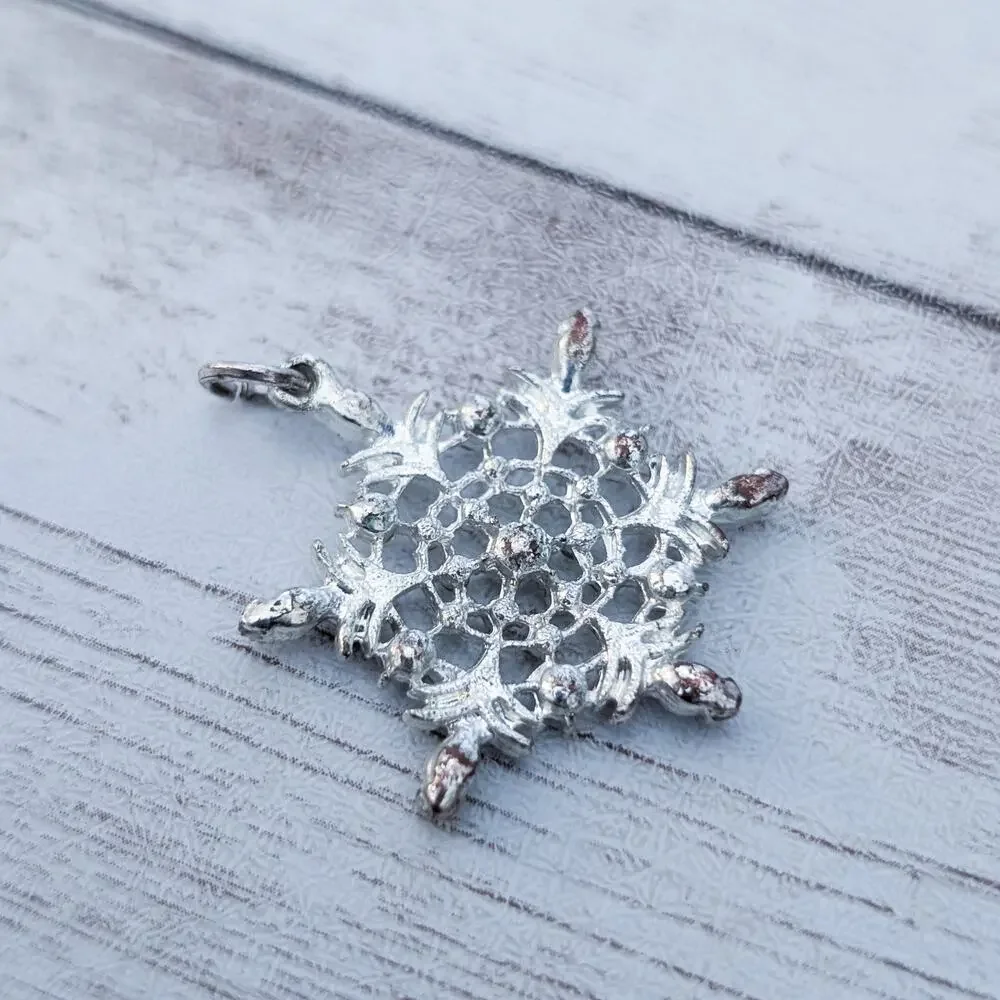 Snowflake Pendant - No Chain Included - Heavy Tarnish_4